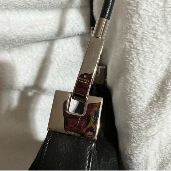 Vintage Gucci Black GG Logo Canvas Hobo Bag - Picture 13 of 16